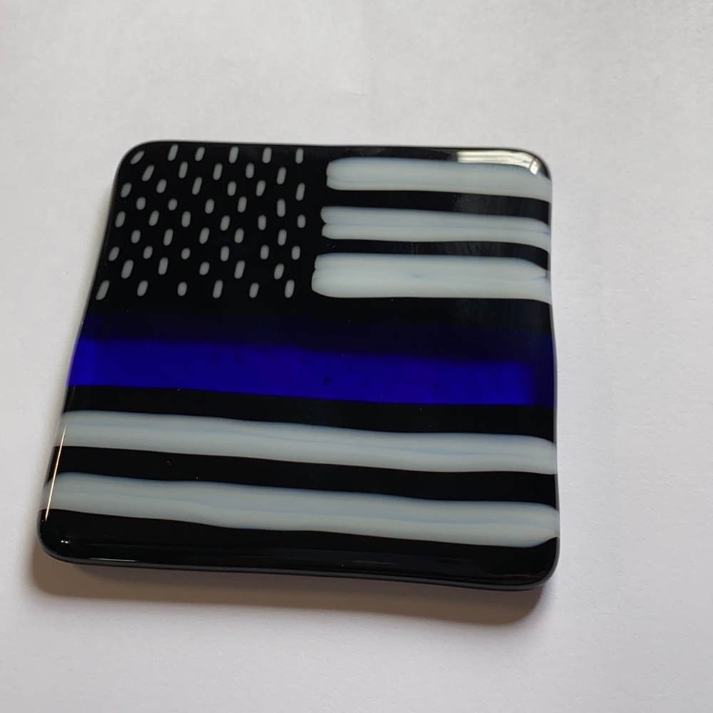 Blueline Flag Glass Coaster